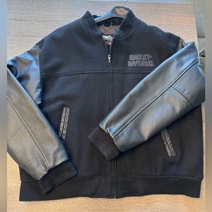 Men’s Harley Davidson Leather/Wool Bomber Jacket